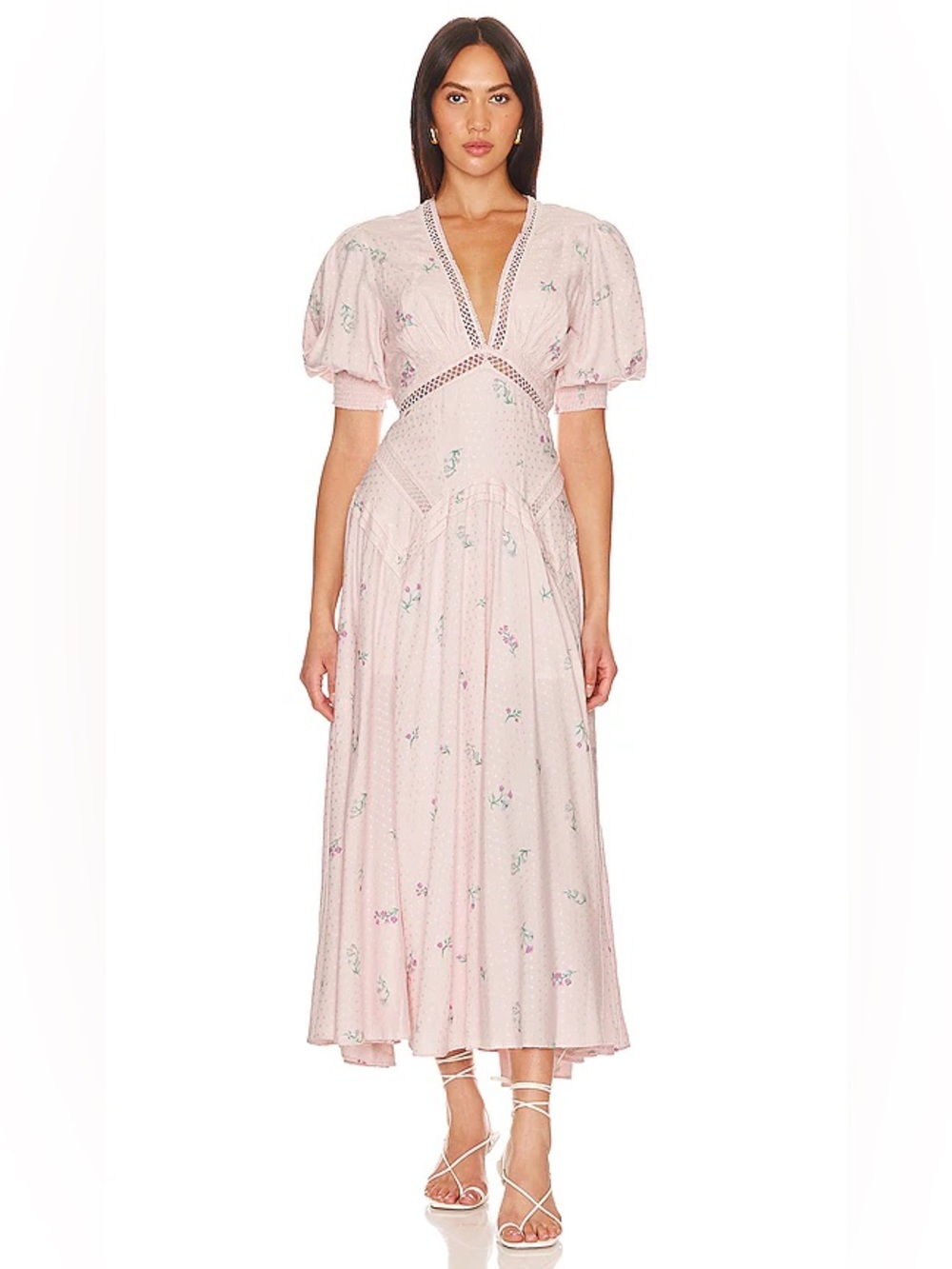 Free People Still In Love Maxi Dress Pink Floral Size‎ 6